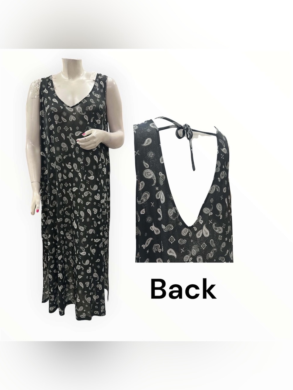 Penningtons NWT Black and White Paisley Backless Maxi Dress Size 3X